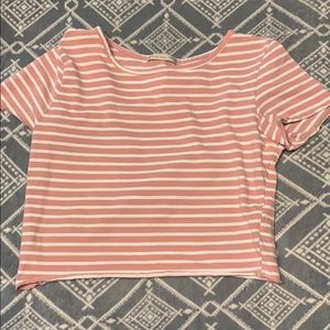 Pink and white cropped tee